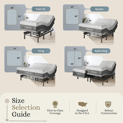 Classic plus (With Head-Tilt) Adjustable Bed Base (Frame) + 14 Inch Hybrid Spring Matt (Medium Soft), Head and Foot Lift, Massage, Under-Bed Lights, USB, Memory, Zero Gravity - Queen
